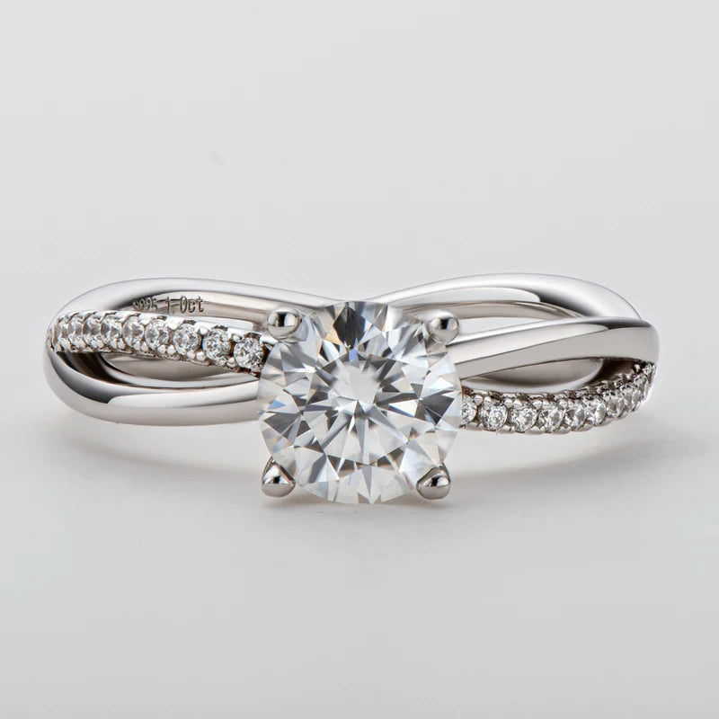 Women Luxury Fine Jewelry 1ct 1.0ct 1 Carat 6.5mm Moissanite S925 Sterling Silver Ring