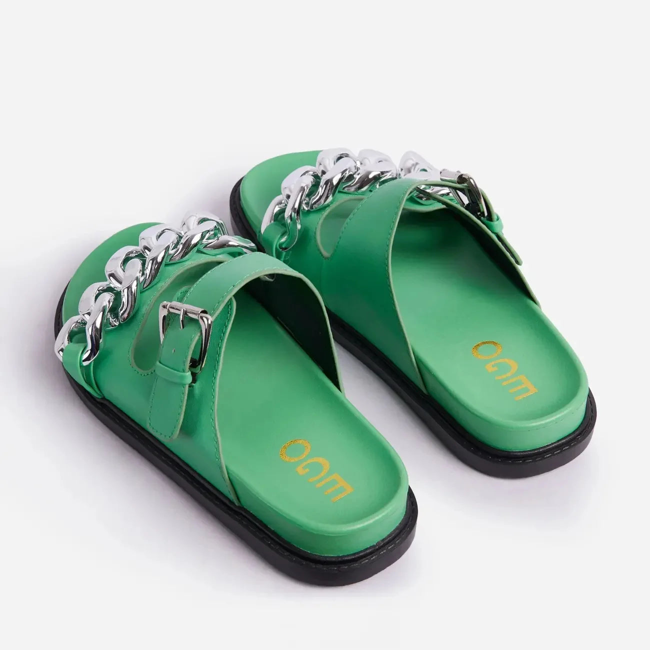 Ladies Shoes Flat Casual Fashion Chain Belt Slipper Women Beach Outdoor Casual Slipper
