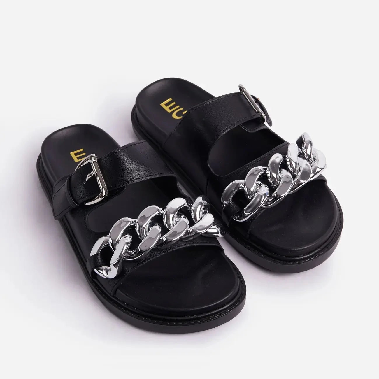 Ladies Shoes Flat Casual Fashion Chain Belt Slipper Women Beach Outdoor Casual Slipper