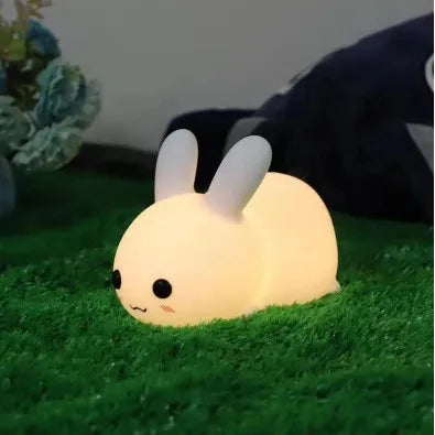 FCJ Cute Charging Jade Rabbit Night Light Colorful Silicone ABS with Warm LED Touch Control 5V Power Supply for Home Use Cute For KIds