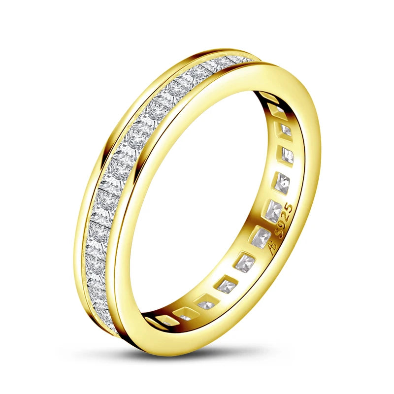 Princess Cut 2mm CZ Cubic Zircon 925 Sterling Silver Tennis Ring Band