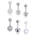 6PCS 14G Belly Button Rings Navel Rings for Women Girls Silver Rose Gold Tone