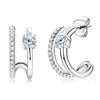 4mm 0.3ct Moissanite 925 Sterling Silver Women's Fashion Huggie Half Hoop Earrings