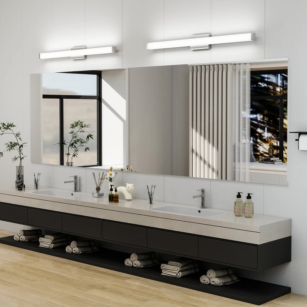 Bathroom Vanity Light Brushed Nickel Square LED 41 Inch 24W 6000K Cool White Light Wall Bar Lighting Fixtures
