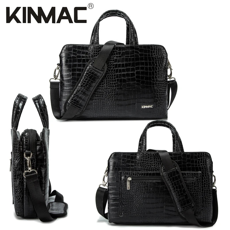 Luxury Crocodile Embossed Business Laptop Bag for 13-15.6 Inch, Executive Leather Briefcase - Top Laptops and Accessories For office Use