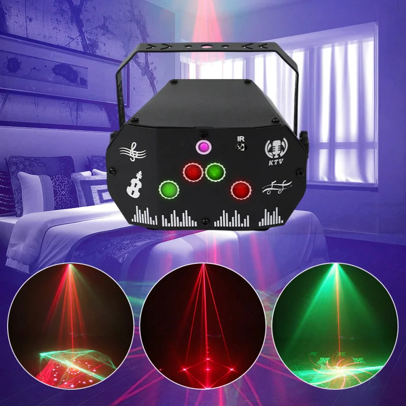 Mini Projector Beam Strobe Effects DJ Remote Sound Control for Party Bar LED Laser Stage LED Light
