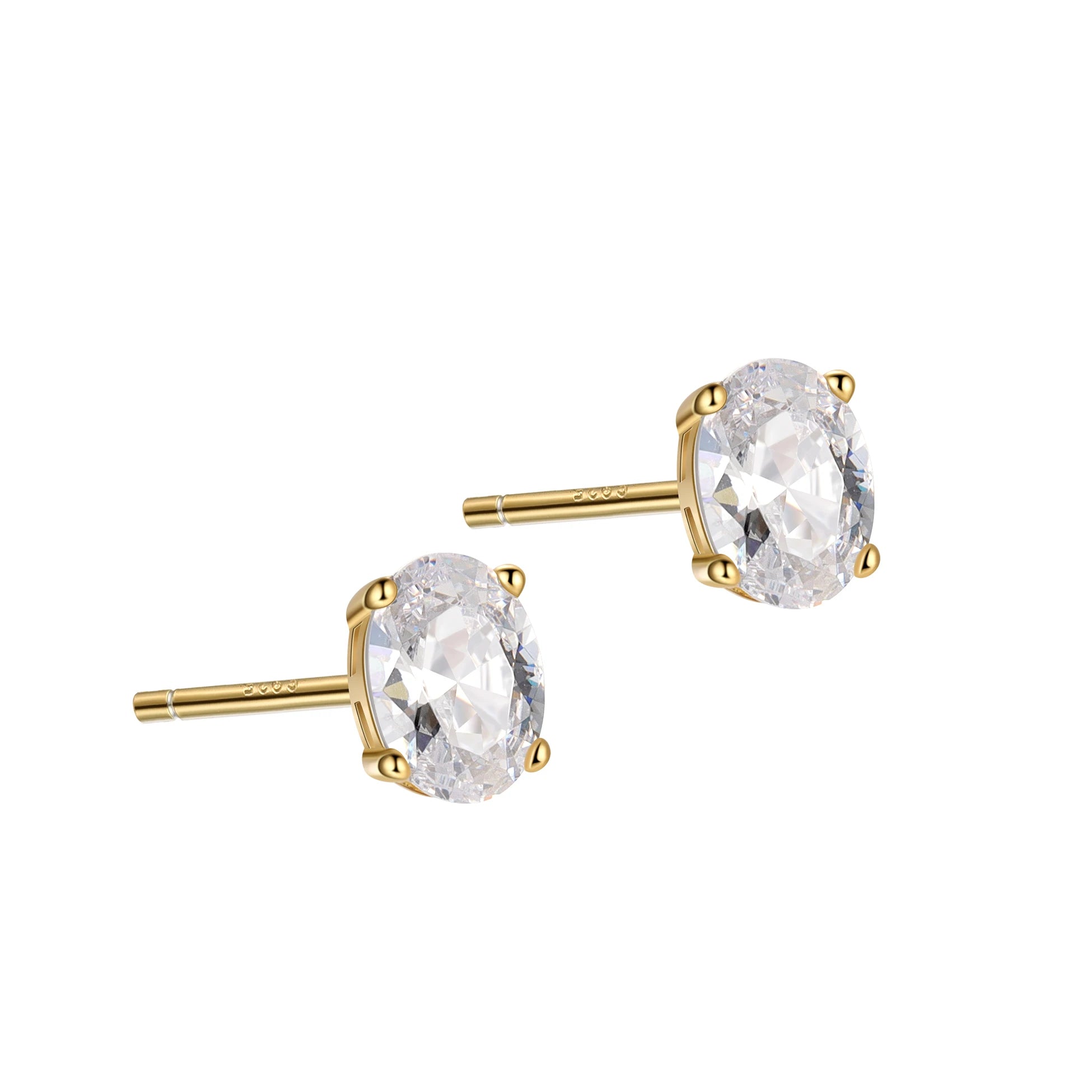 CZ Stud Earrings 925 Sterling Silver Earrings Oval  Four Prong Cubic Zirconia Earrings Set for Women