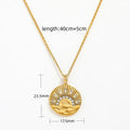 18k Gold Plated Waterproof Tarnish Free Moon Star Sun  Zirconia Coin Pendant Stainless Steel Necklace Fashion Jewelry