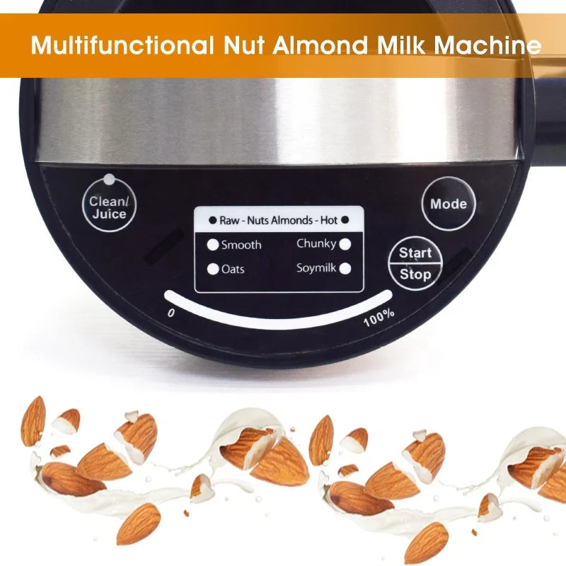 Automatic Nut Almond Milk Machine for Homemade Plant-Based Milk Oat Soybean Almond Cow and Dairy Free Beverages Soy Milk Maker