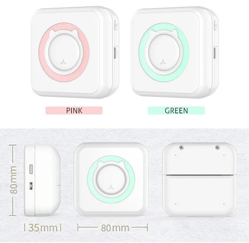 C15 Portable Pocket Mini Thermal Printer Wireless BT 2 With USB Cable