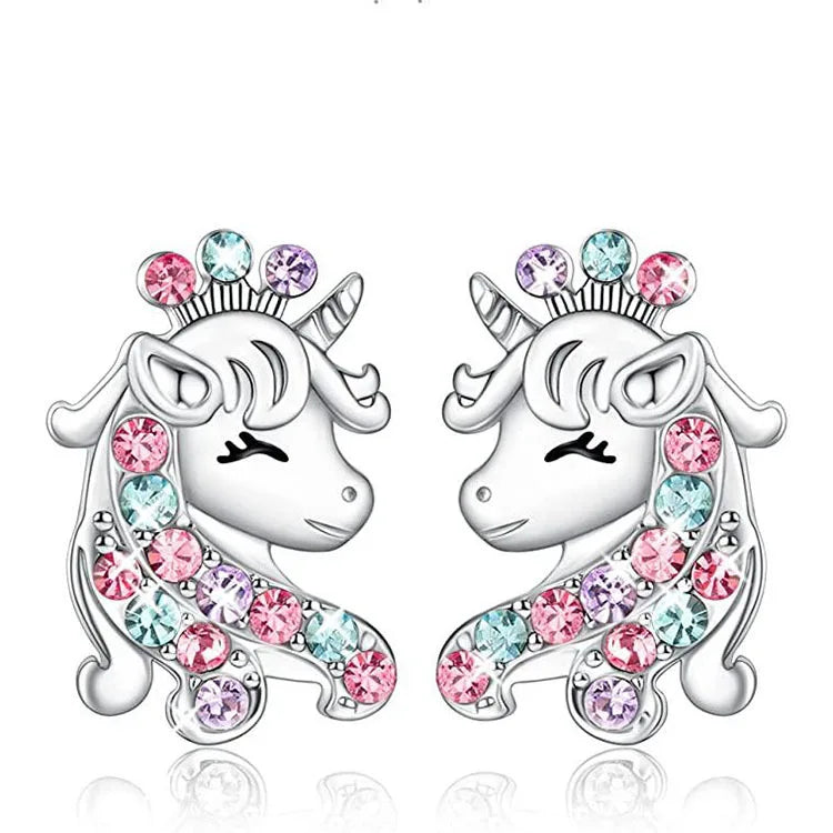 Cute Unicorn Stainless Steel Fashion Earrings For Girls