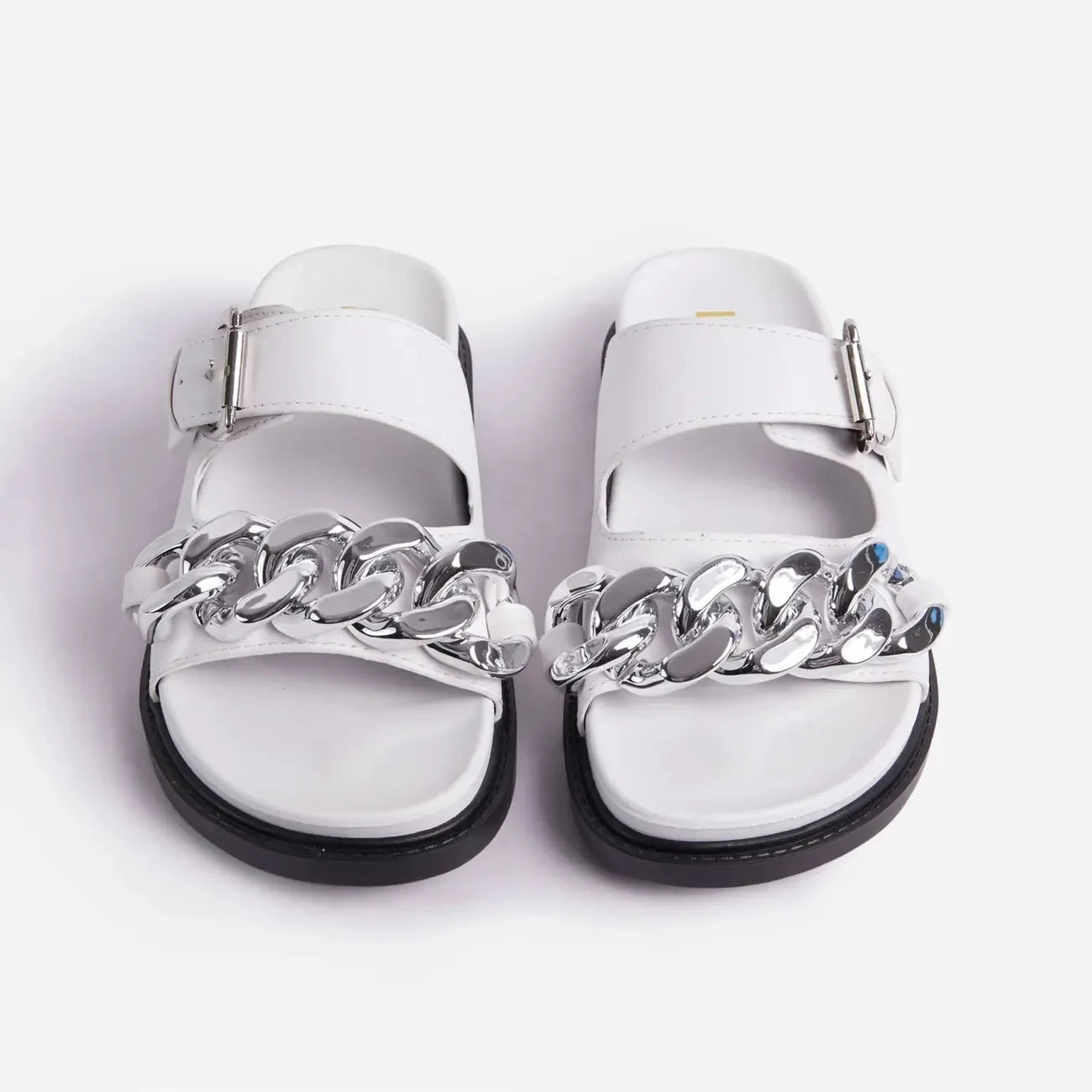 Ladies Shoes Flat Casual Fashion Chain Belt Slipper Women Beach Outdoor Casual Slipper