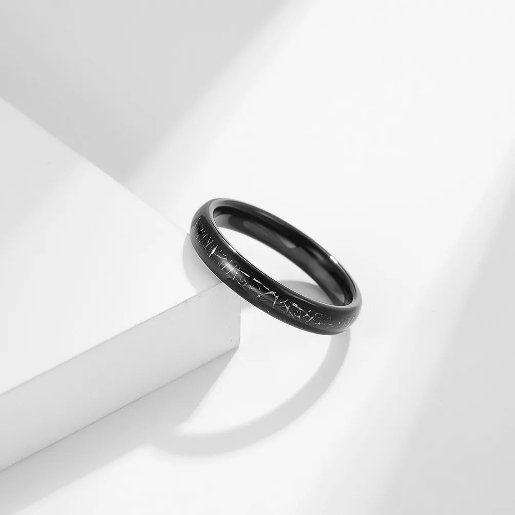 4mm / 6mm / 8mm Black Fabric Inlay Domed Polished Tungsten Carbide Rings for Men