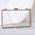 Ladies' Transparent Boxed Crossbody Bag, Stylish Detachable Gold Chain Strap Shoulder Bag, Acrylic Metal Dinner Clutch Purse