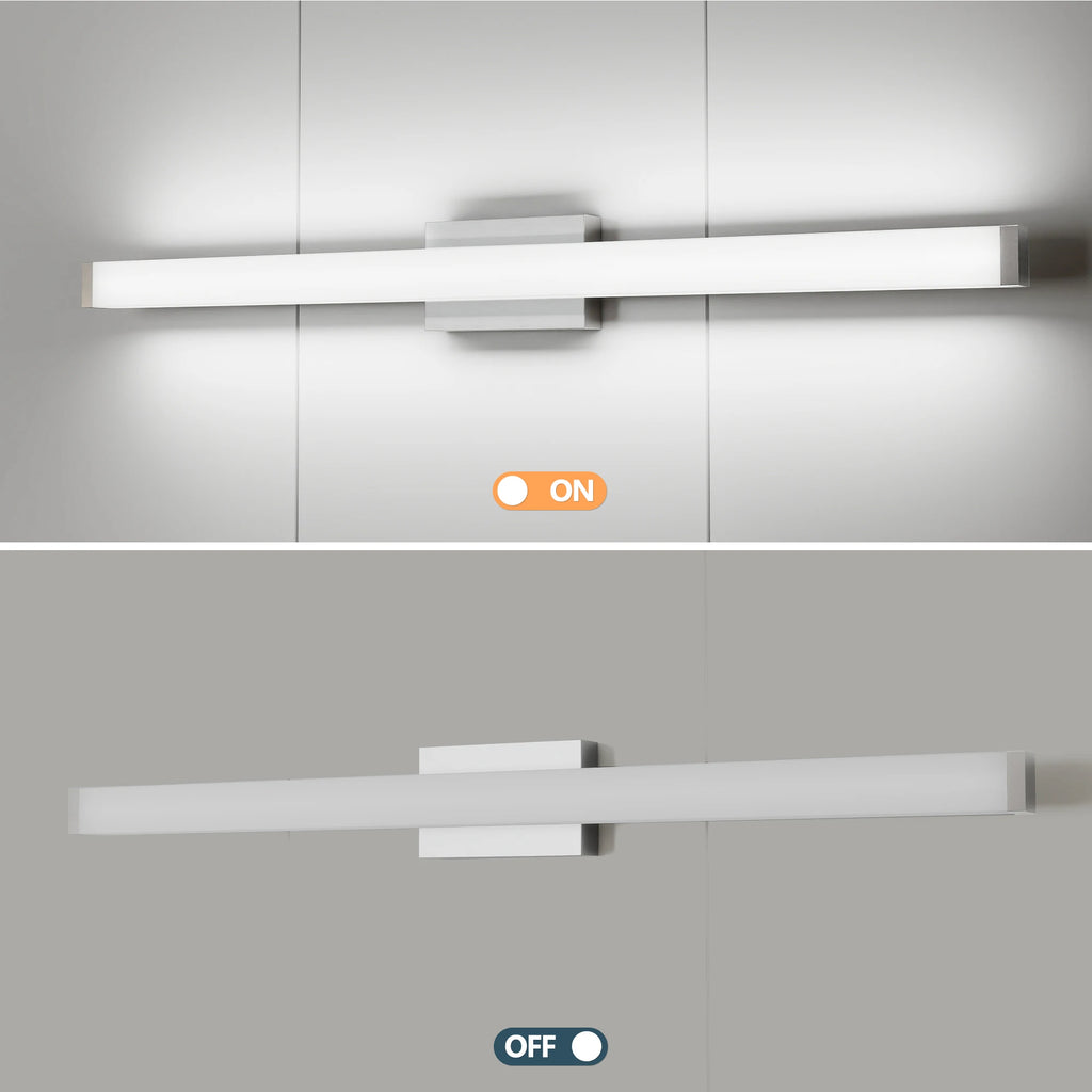 Bathroom Vanity Light Brushed Nickel Square LED 41 Inch 24W 6000K Cool White Light Wall Bar Lighting Fixtures