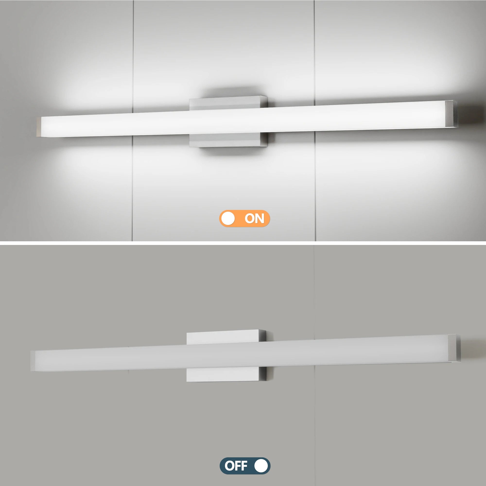 Bathroom Vanity Light Brushed Nickel Square LED 41 Inch 24W 6000K Cool White Light Wall Bar Lighting Fixtures