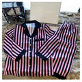 Silk Pajamas Women's Striped High-grade Long-sleeved