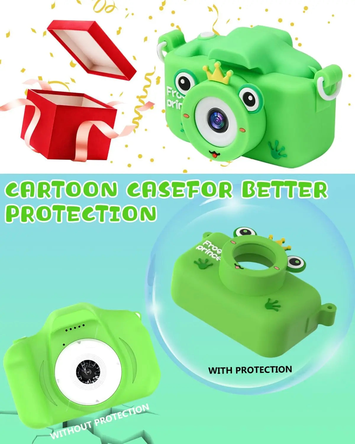 Kids Digital Camera - HD Upgrade for Girls & Boys Age 3-10 - 32GB SD Card, Silicone Cover, Christmas & Birthday Gifts