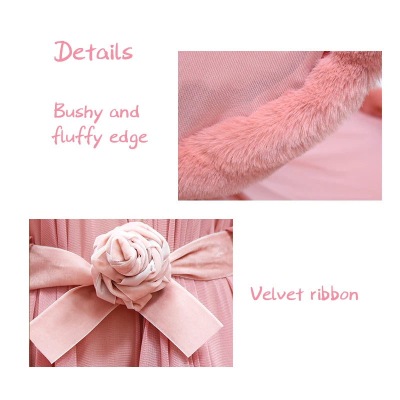 Sheer Feather Lace Lingerie Tail Dress Long Nightgown Fur Robe