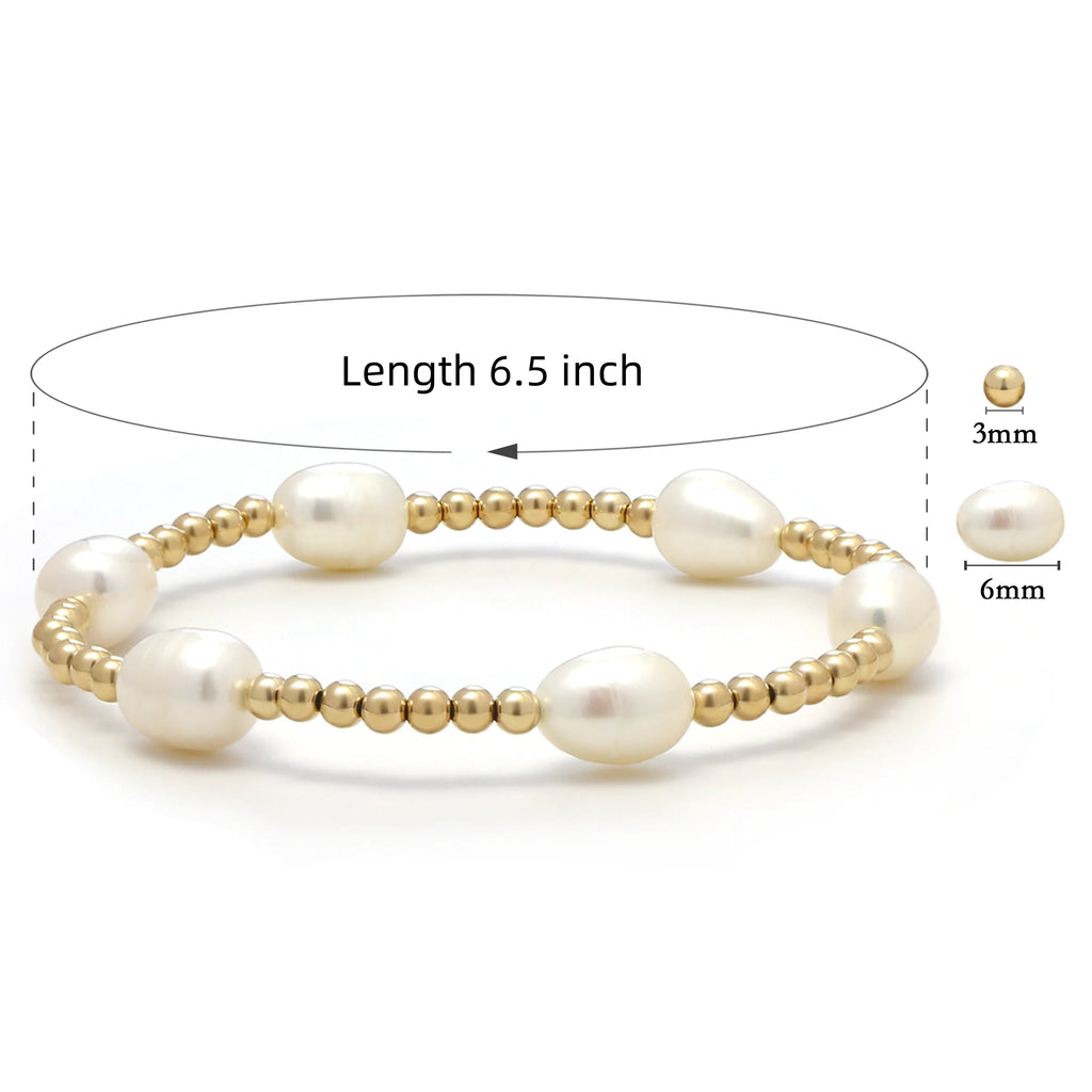 Fine Beaded Bracelet 14k Gold Filled Mix Natural Freshwater Pearls Bracelets for Women