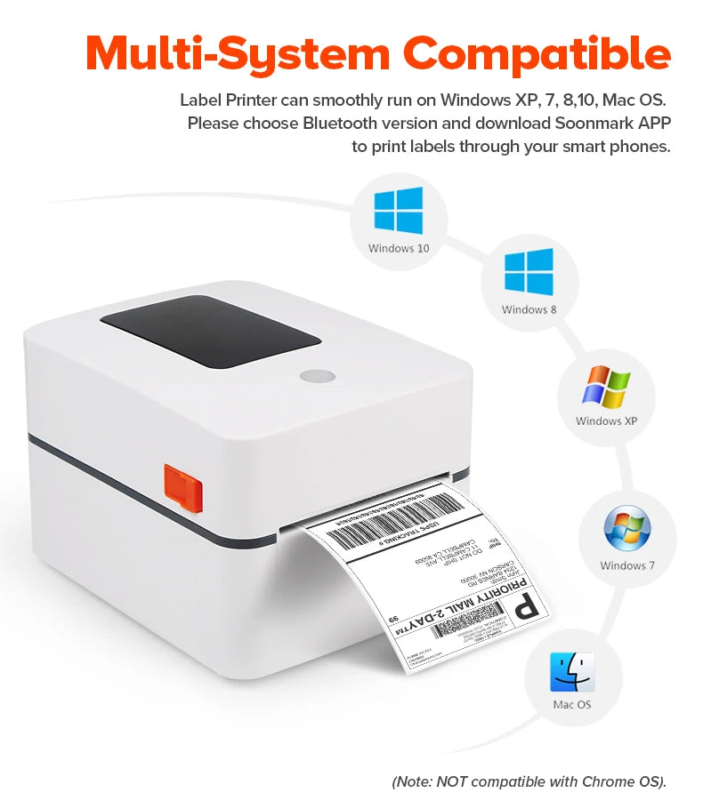 Desktop Thermal Barcode Printer 4x6 120mm Shipping Label Printer With Bluetooth Thermal Label Printer