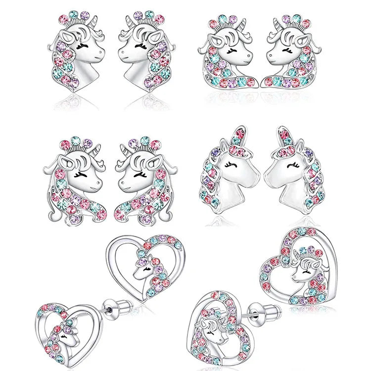Cute Unicorn Stainless Steel Fashion Earrings For Girls