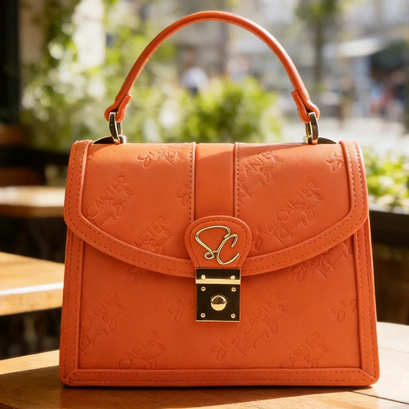 Leather Square Vintage Single Crossbody Bag Soft Durable Zipper Closure for Women
