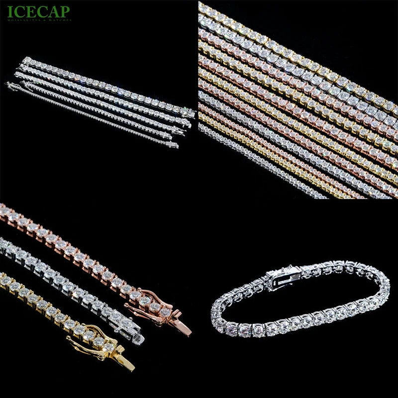 925 Silver VVS Moissanite Diamond Tennis Chain 3mm-6mm Size Necklace Hip Hop Iced Fashion Jewelry