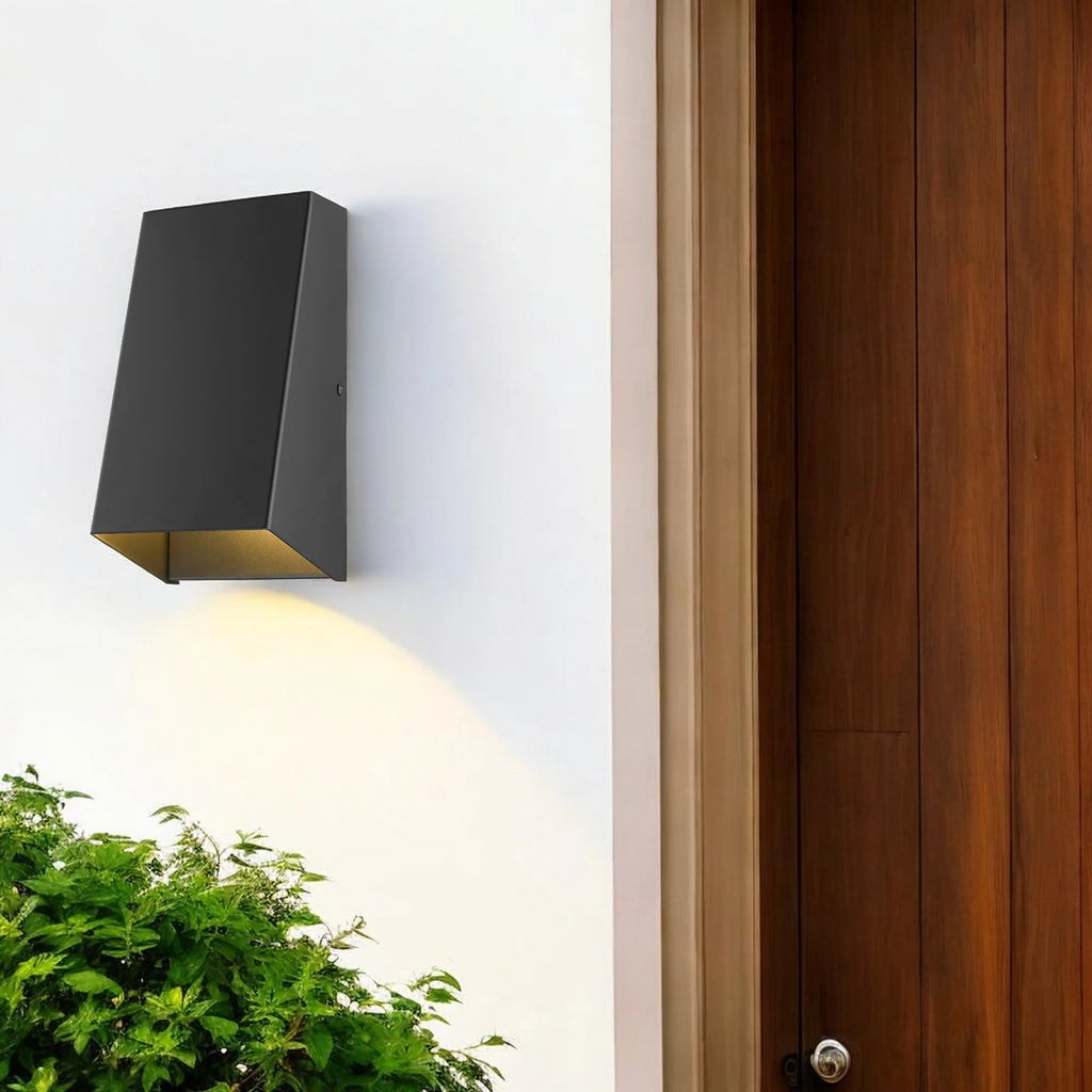 HMS Contemporary Matte Black Geometric Glass Wall Sconce Modern Steel Living Room Bathroom Home Hotel Recessed Custom