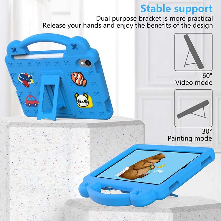 Case for iPad Mini 6 8.3 Inch 2021 Kids Friendly Foam Handle Folding Bracket Cartoon Shockproof Cover