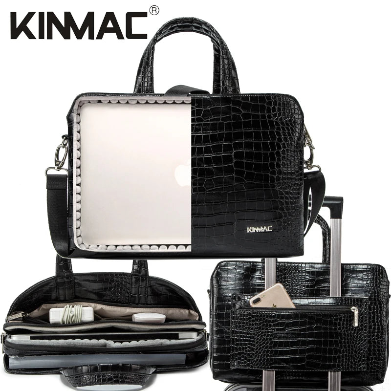 Luxury Crocodile Embossed Business Laptop Bag for 13-15.6 Inch, Executive Leather Briefcase - Top Laptops and Accessories For office Use