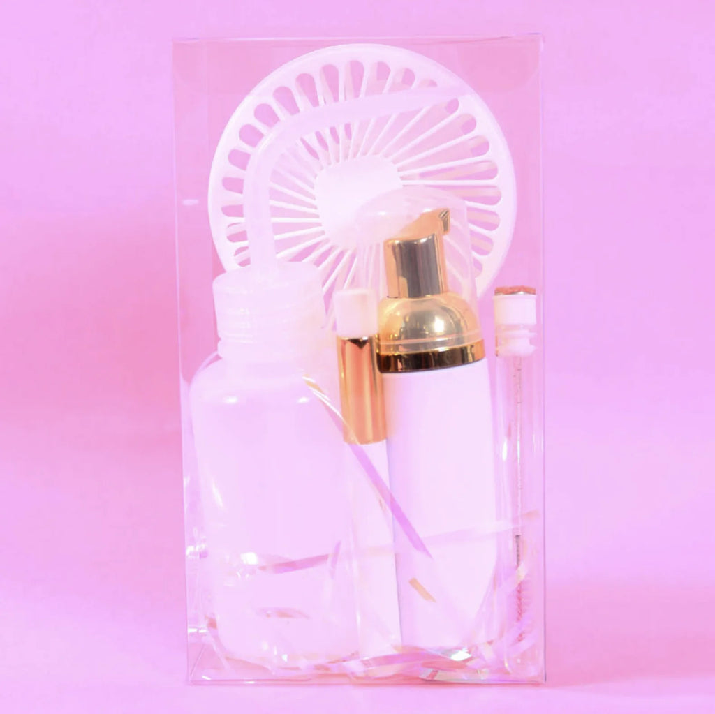 Eyelash Foam Cleanser Lash Extension Glue Mini Fan Cleaning Brush Kit with Resin Washing Bottle Lash Shampoo