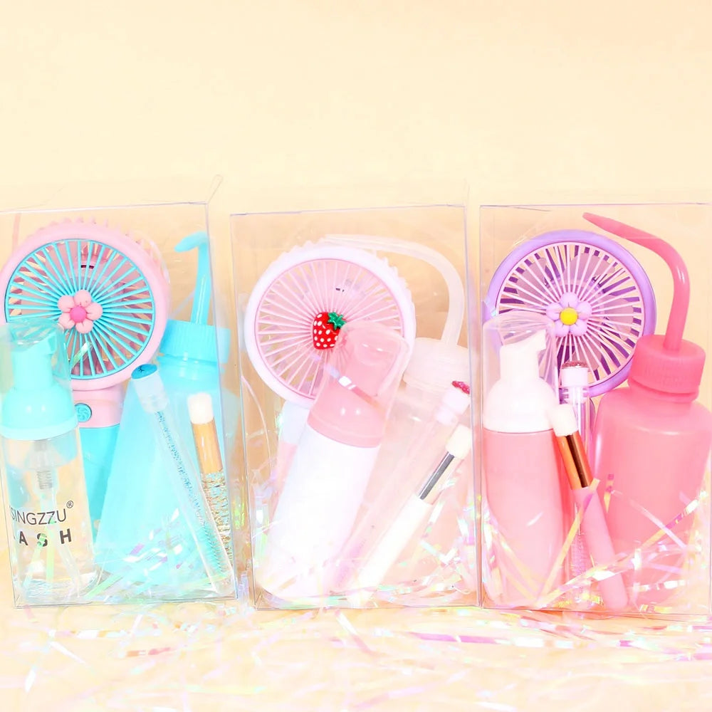 60ml Eyelash Foam Cleanser Lash Extension Glue Mini Fan Cleaning Brush Kit with Resin Washing Bottle Lash Shampoo