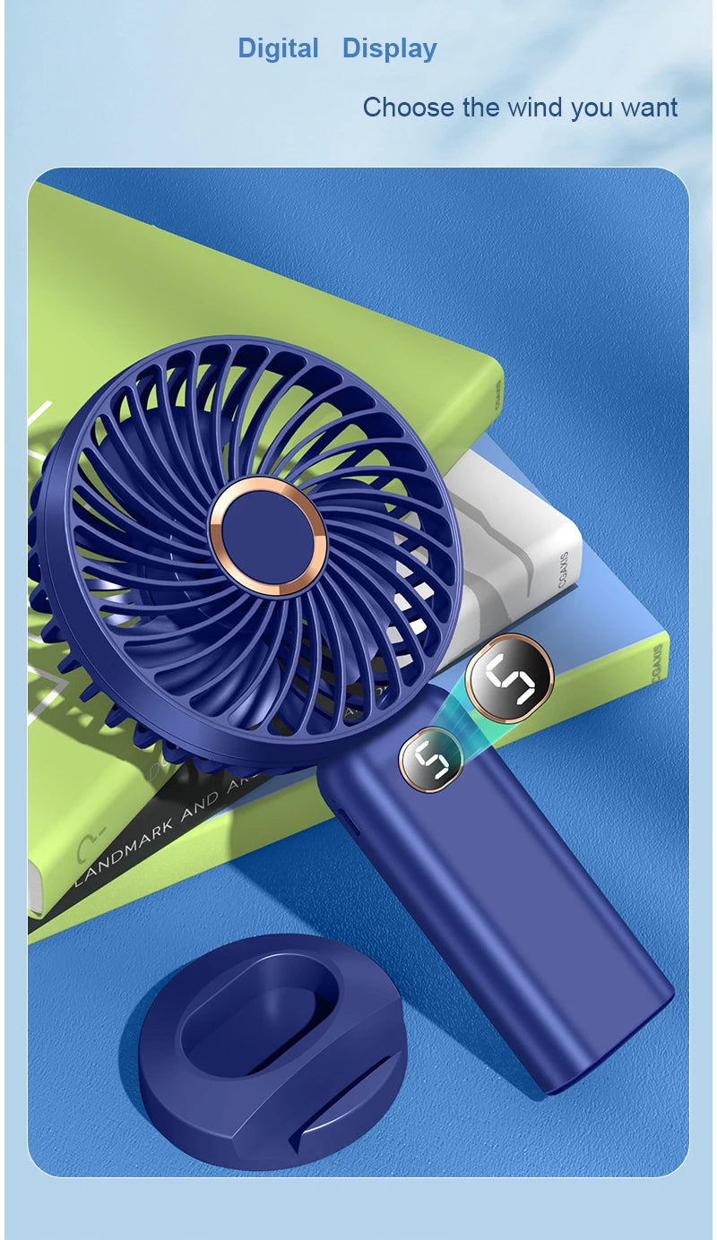 Mini Rechargeable Portable Personal Desk Table Hand Held USB Led Small Fan With 2400mAh Battery
