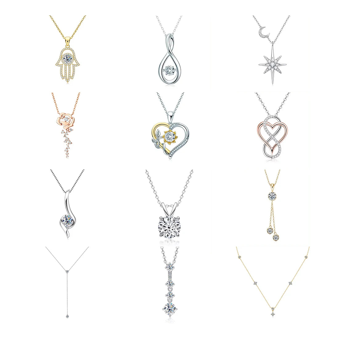 Sterling Silver 4mm 0.3ct Moissanite Twist Pendant Necklace for Women