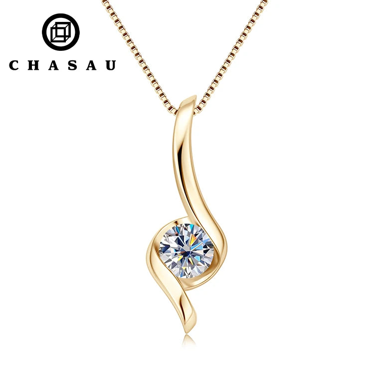 1.0ct 6.5mm D Color Moissanite Twist Pendant Necklaces 925 Sterling Silver Certified for Women