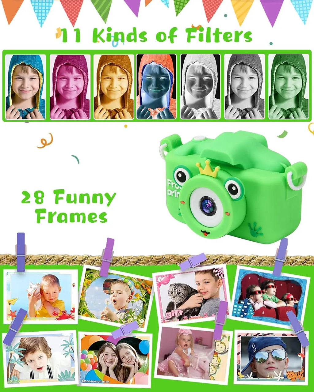 Kids Digital Camera - HD Upgrade for Girls & Boys Age 3-10 - 32GB SD Card, Silicone Cover, Christmas & Birthday Gifts