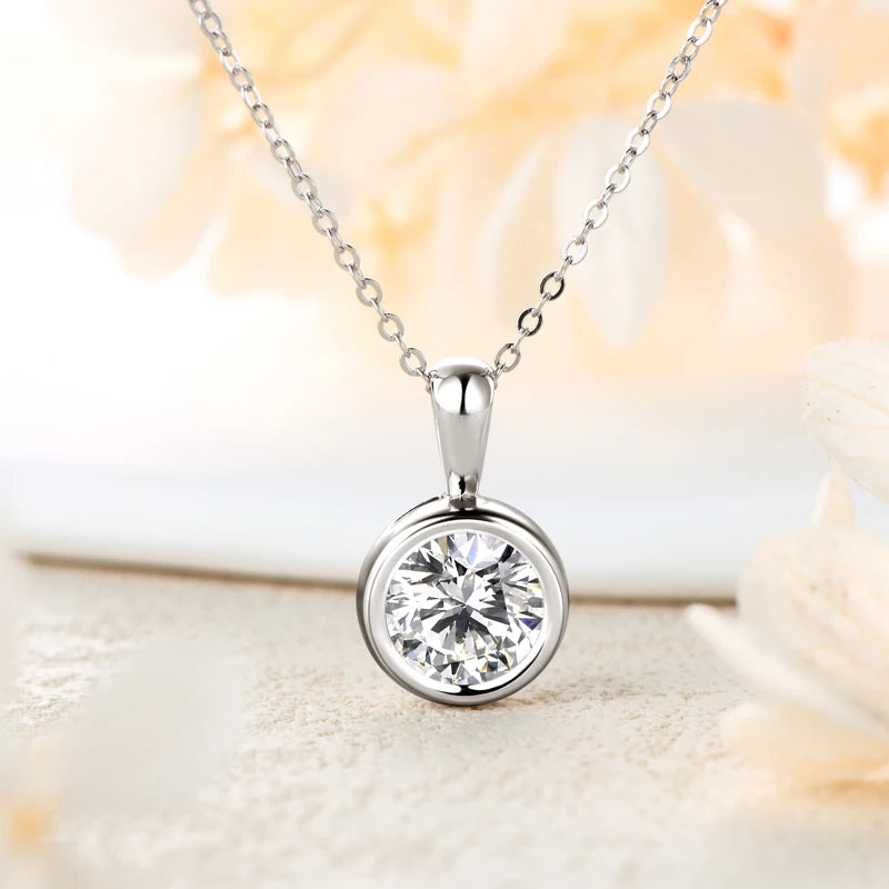 Moissanite Pendant Necklace Minimalist Bubble Shape Diamond Silver 925 GRA Certified Jewelry for Woman