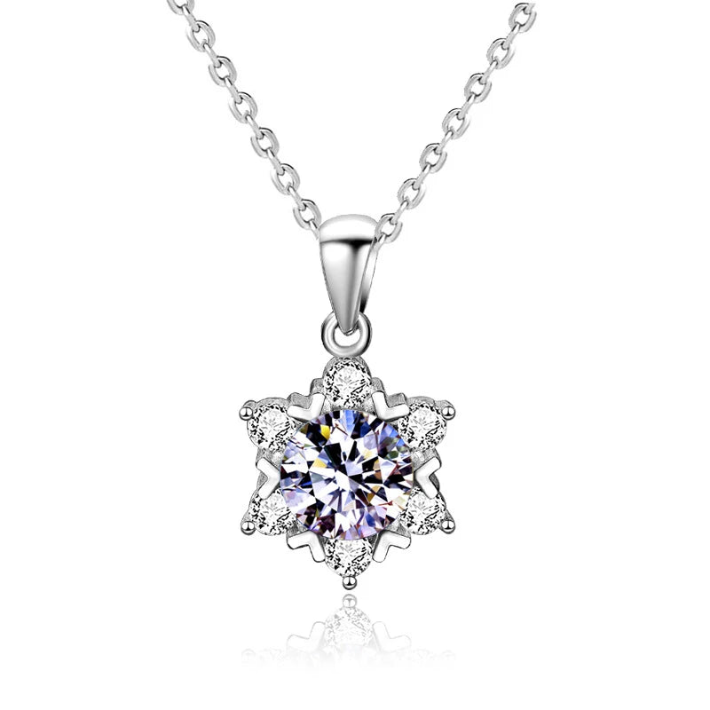Original Simple 8mm D Color Moissanite Pendant Necklace for Women 925 Sterling Silver Jewelry with Certificate D2.0CT