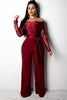 Elegant Overalls Off Shoulder Slash Neck Embroidery Lace Casual Jumpsuit