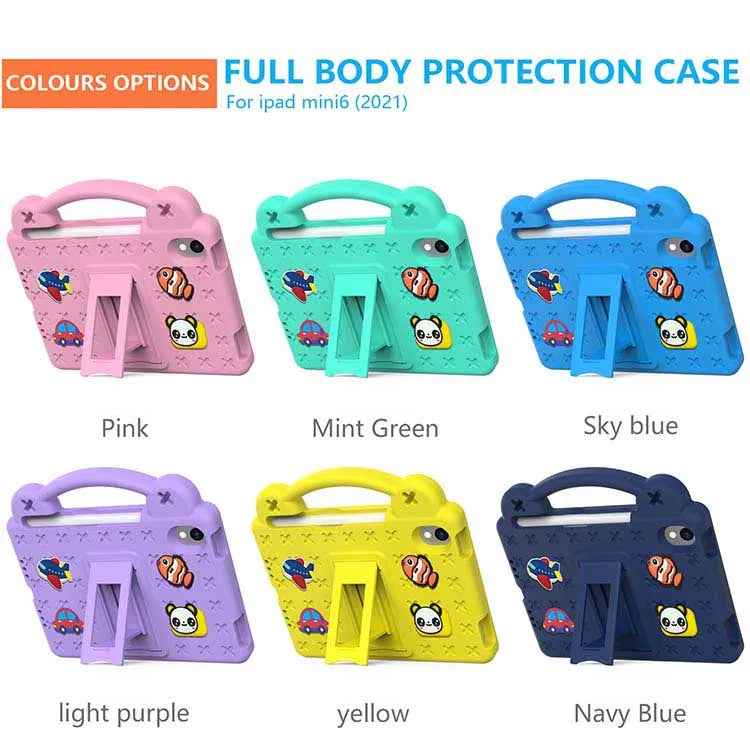 Case for iPad Mini 6 8.3 Inch  Kids  Foam Handle Folding Bracket Cartoon Shockproof Cover