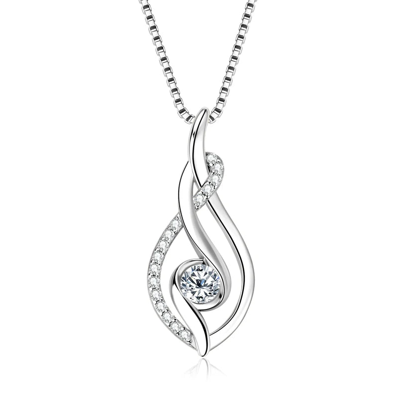Sterling Silver 4mm 0.3ct Moissanite Twist Pendant Necklace for Women