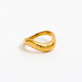 18K Gold Plated Curved Camber Stainless Steel Ring for Women