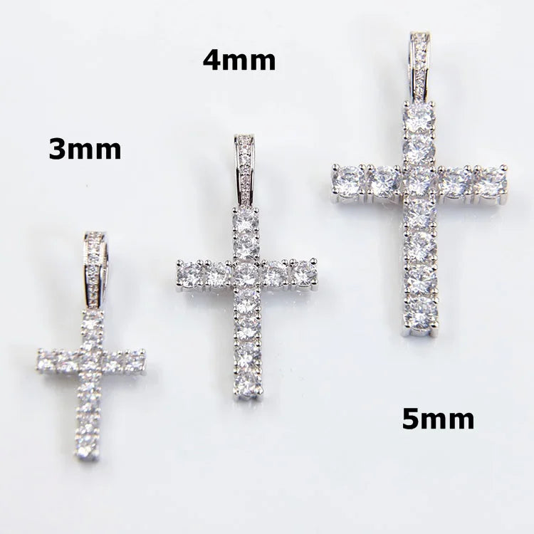 Round Cut Baguette Moissanite Jewelry Jesus 925 Sterling Silver VVS Moissanite Cross Pendants Men for Necklace