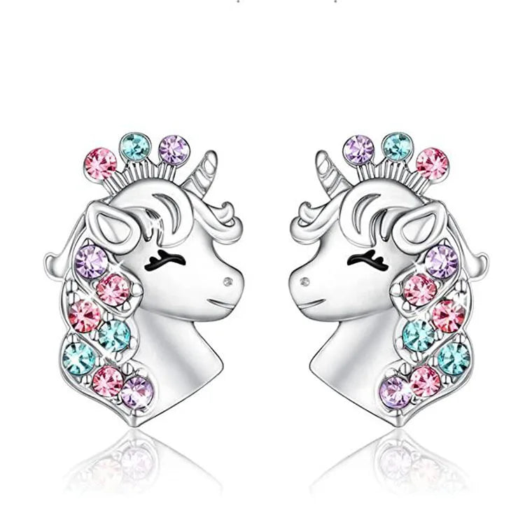 Cute Unicorn Stainless Steel Fashion Earrings For Girls