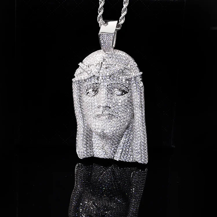 Jesus Pendant 3D Design 925 Sterling Silver High Quality VVS Diamond Pendant Moissanite Jesus Pendant for Men