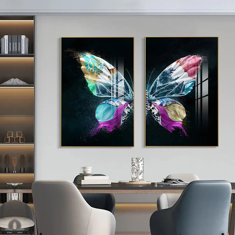 Butterfly Canvas Crystal Porcelain Wall Art Painting