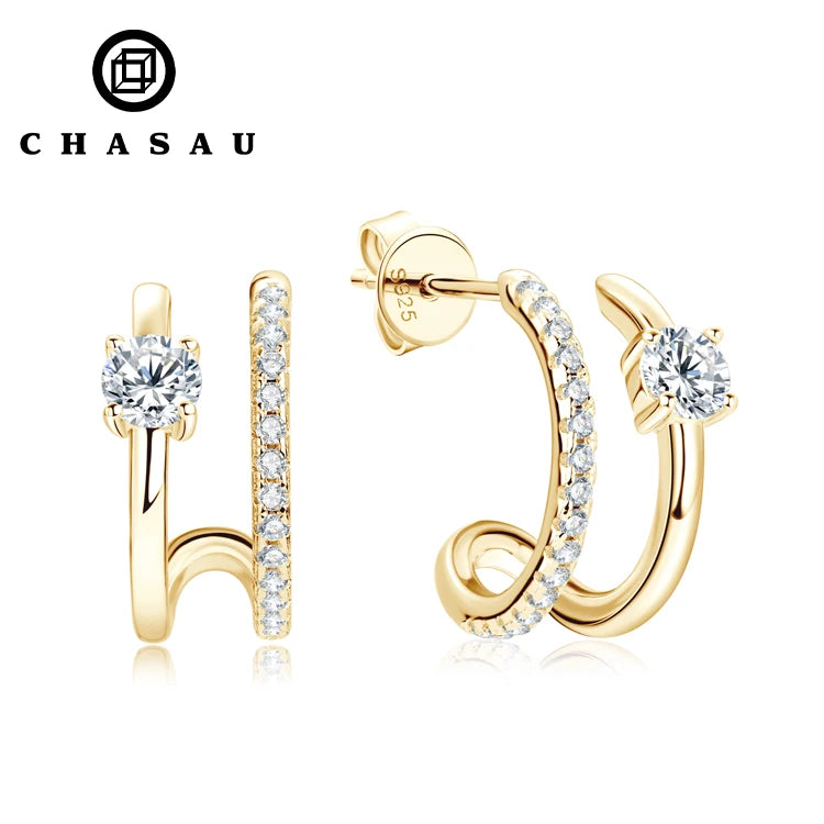 4mm 0.3ct Moissanite 925 Sterling Silver Women's Fashion Huggie Half Hoop Earrings