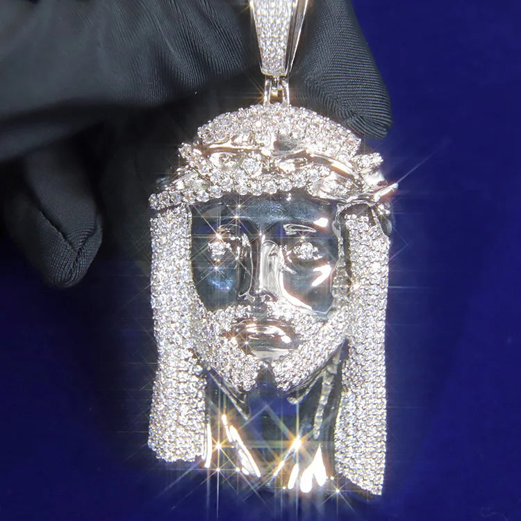 Jesus Pendant 3D Design 925 Sterling Silver High Quality VVS Diamond Pendant Moissanite Jesus Pendant for Men