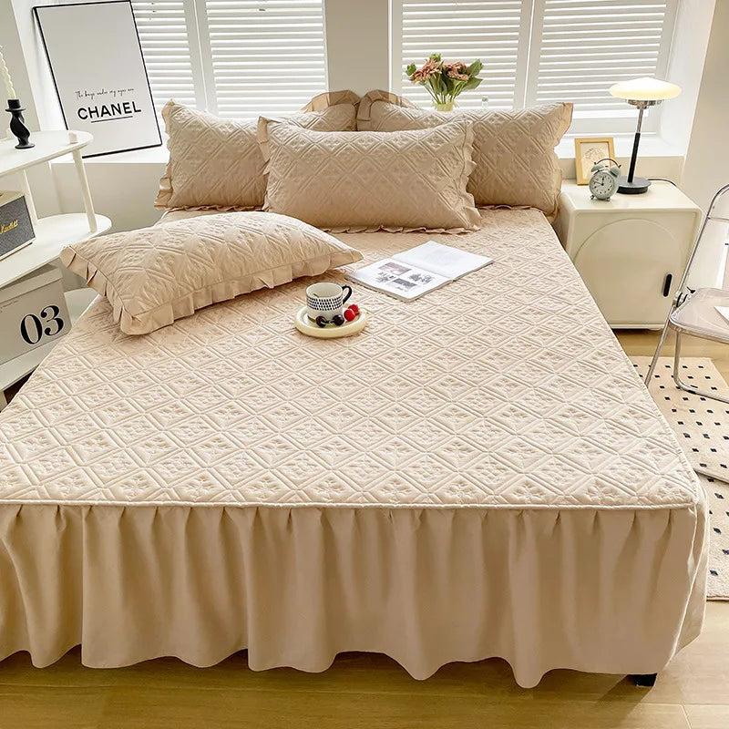 Hot Sales Summer Bedding Sets Double Bed Soft Latex Mat Princess Style Fitted Sheet Bed Skirts